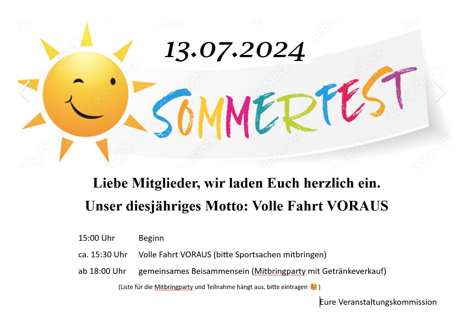 Read more about the article 16.06.2024 – Save the date: Sommerfest am 13.07.24!!!